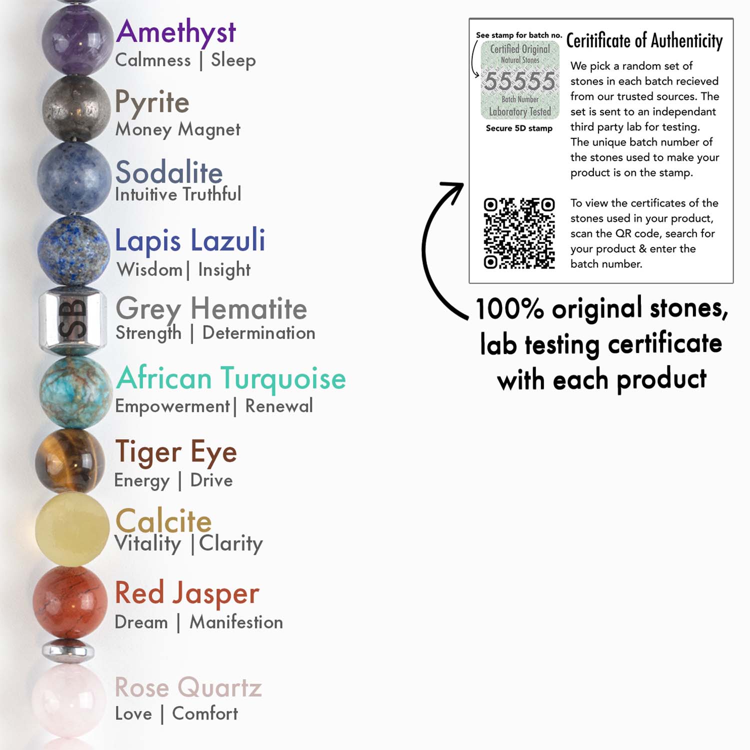 Non Personalised Chakras Natural Stone Couple Bracelets with Magsnap 2