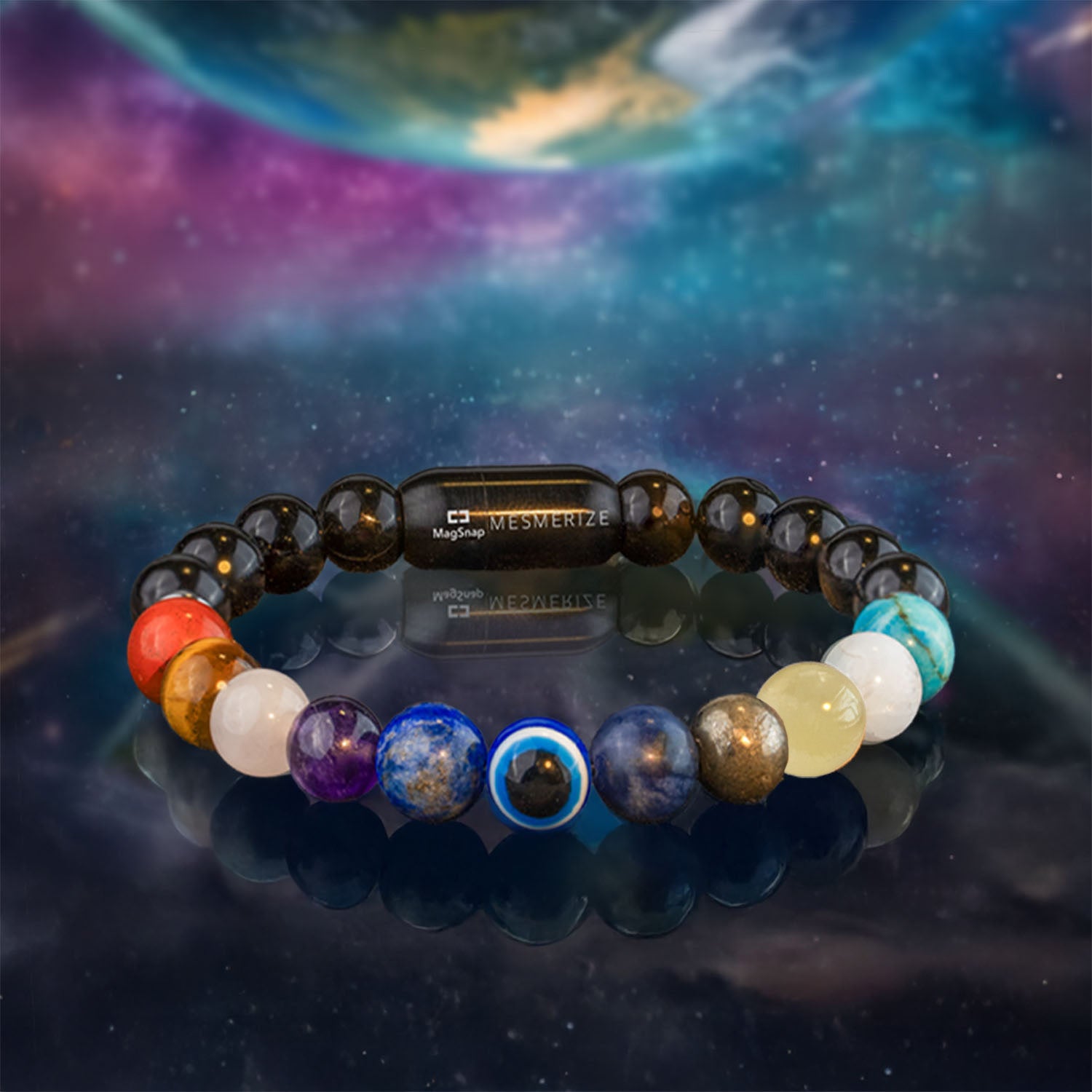Strength Gloss Onyx 11 Chakra Natural Stone Bracelet with Magsnap 2