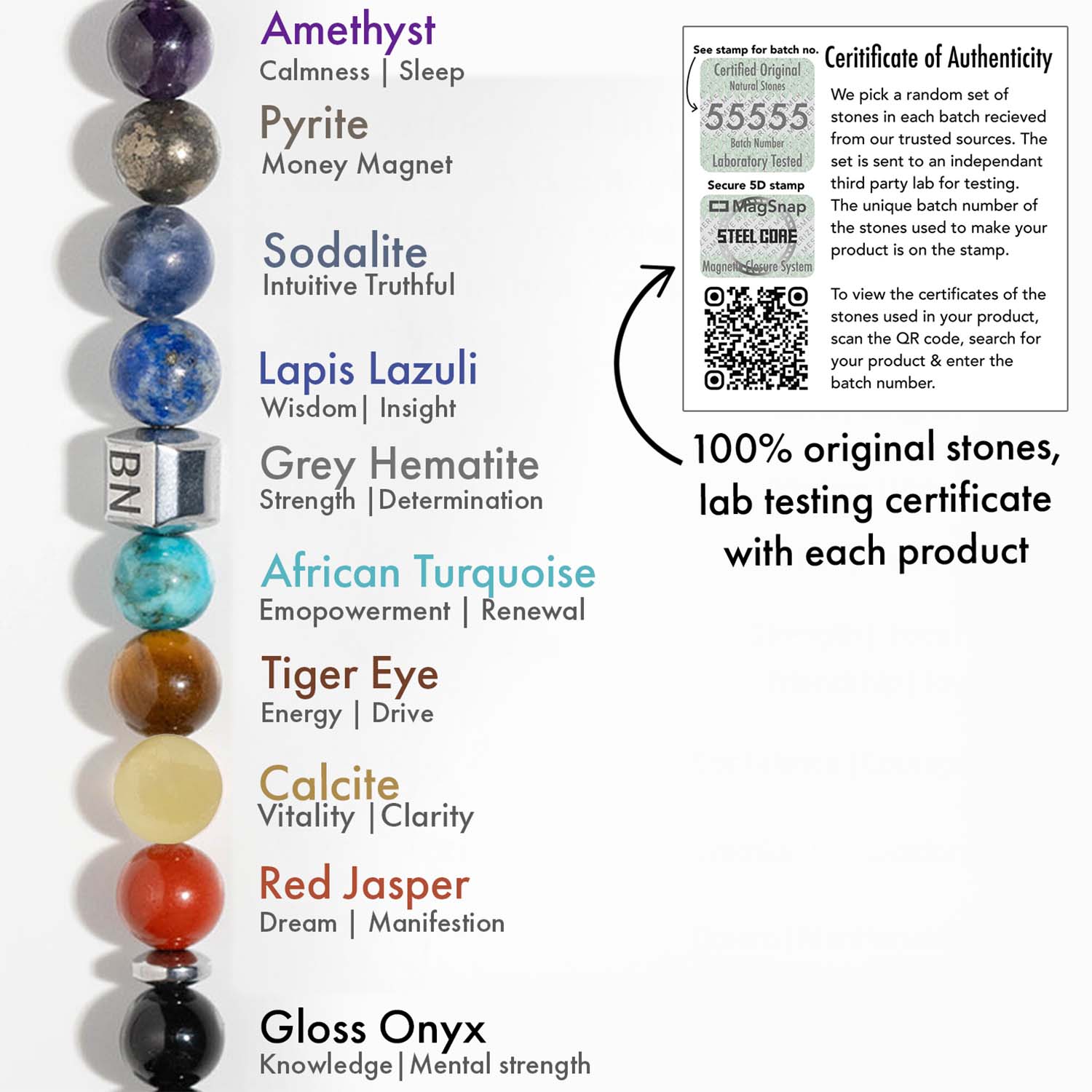 Personalised Super 9 Chakra Natural Stone Bracelet