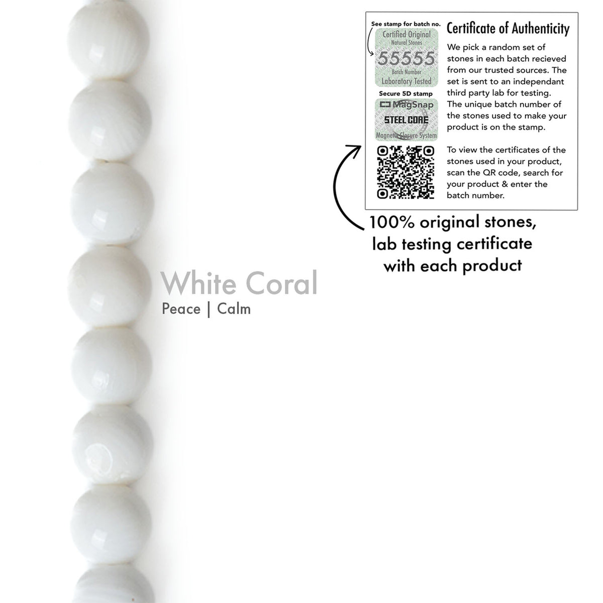 Tranquil White Coral Bracelet Natural Stone Bracelet With MagSnap 2