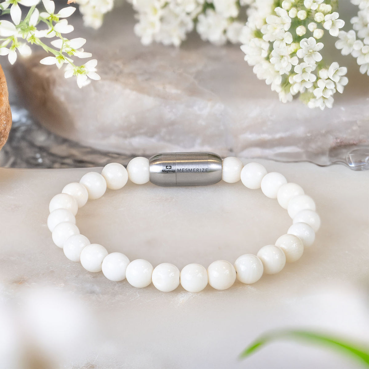Tranquil White Coral Bracelet Natural Stone Bracelet With MagSnap 2