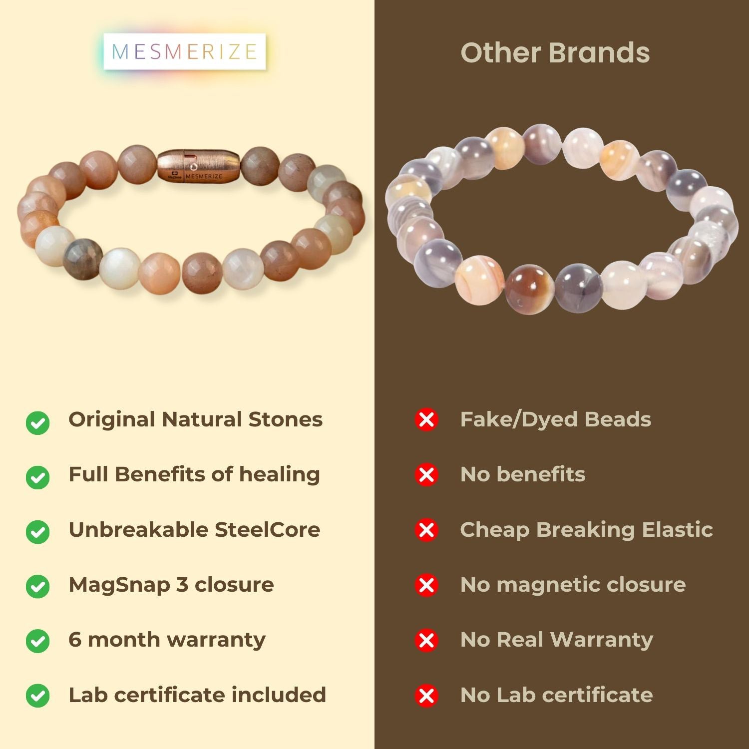 Calming Multi Moon Natural Stone Bracelet with MagSnap