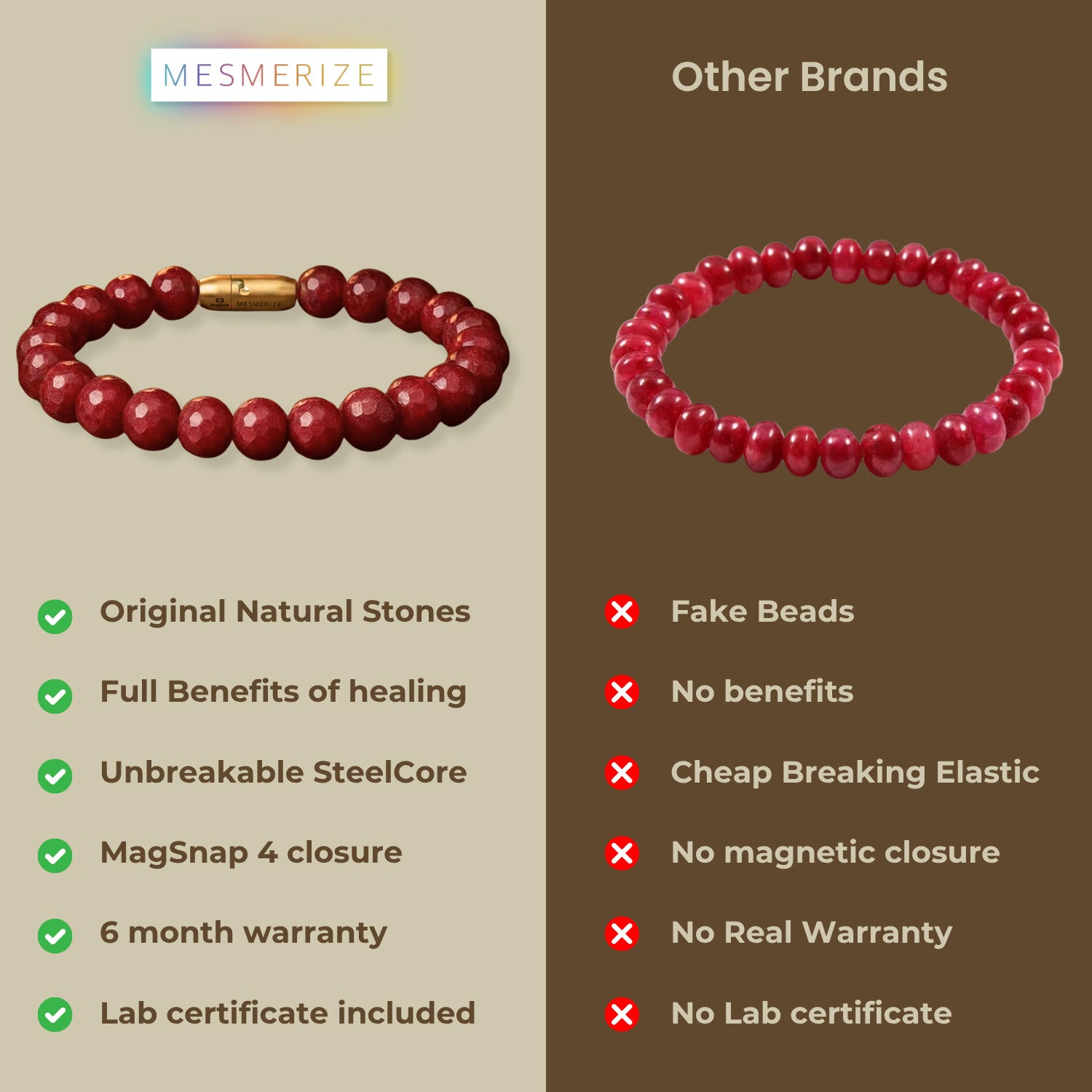 Fiery Essence Ruby(Manik) Natural Stone Bracelet with Magsnap2