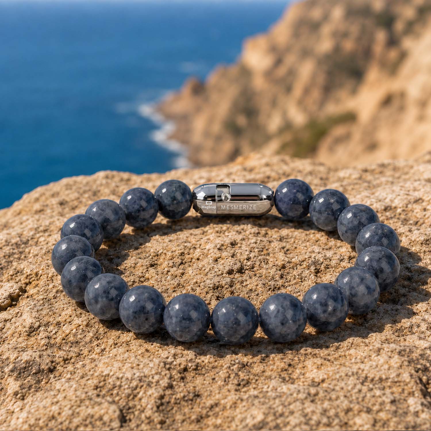 Wealth Magnet Blue Sapphire Natural Stone Bracelet With MagSnap 3