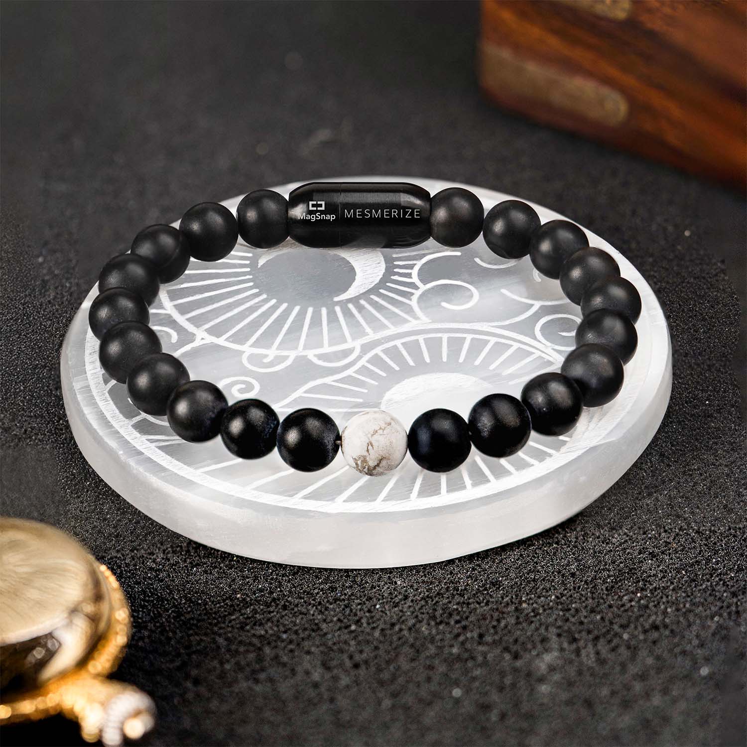 Yin Yang Selenite Charging Plate With Bracelet