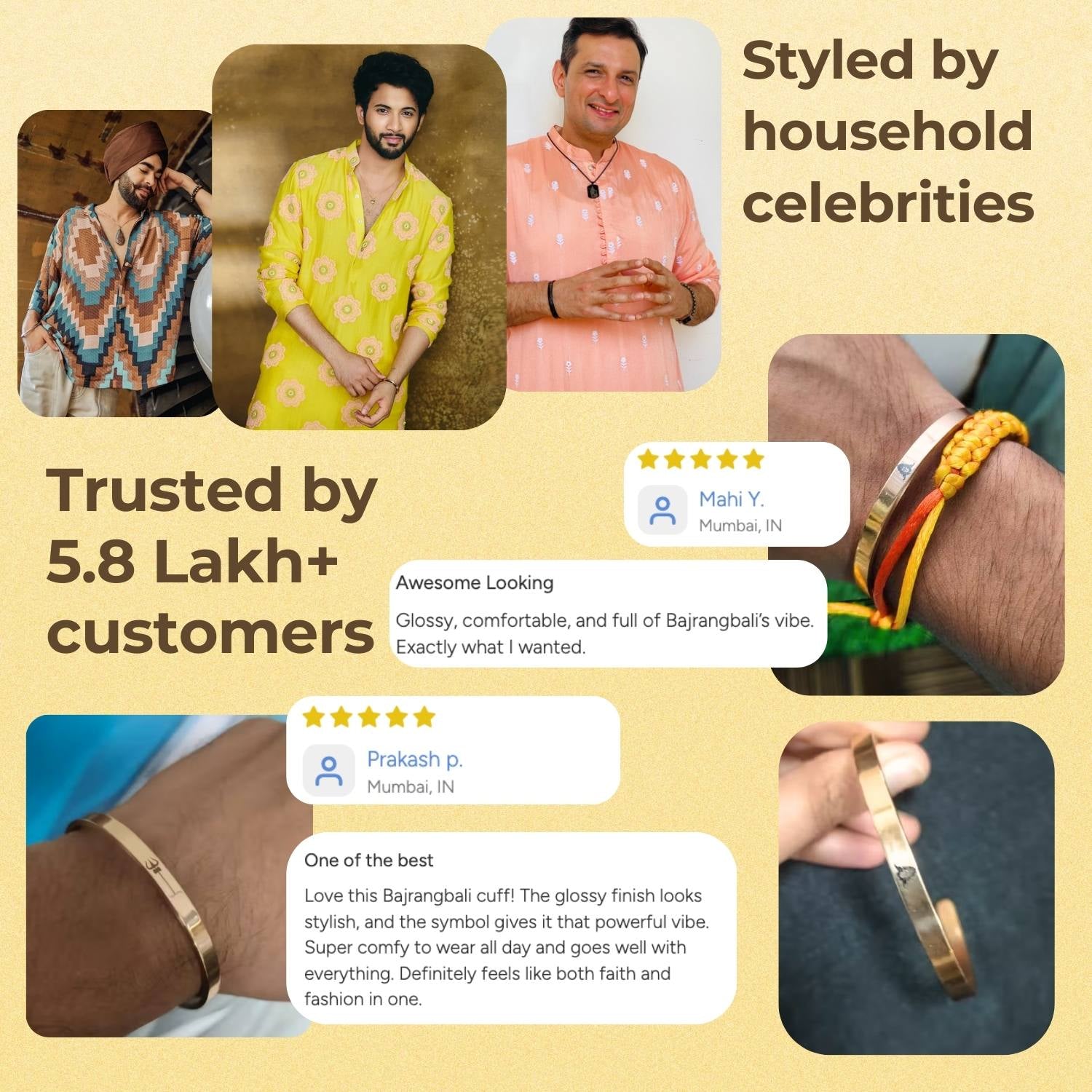 Bajrangbali Gloss Cuff Adjustable Bracelet Gold