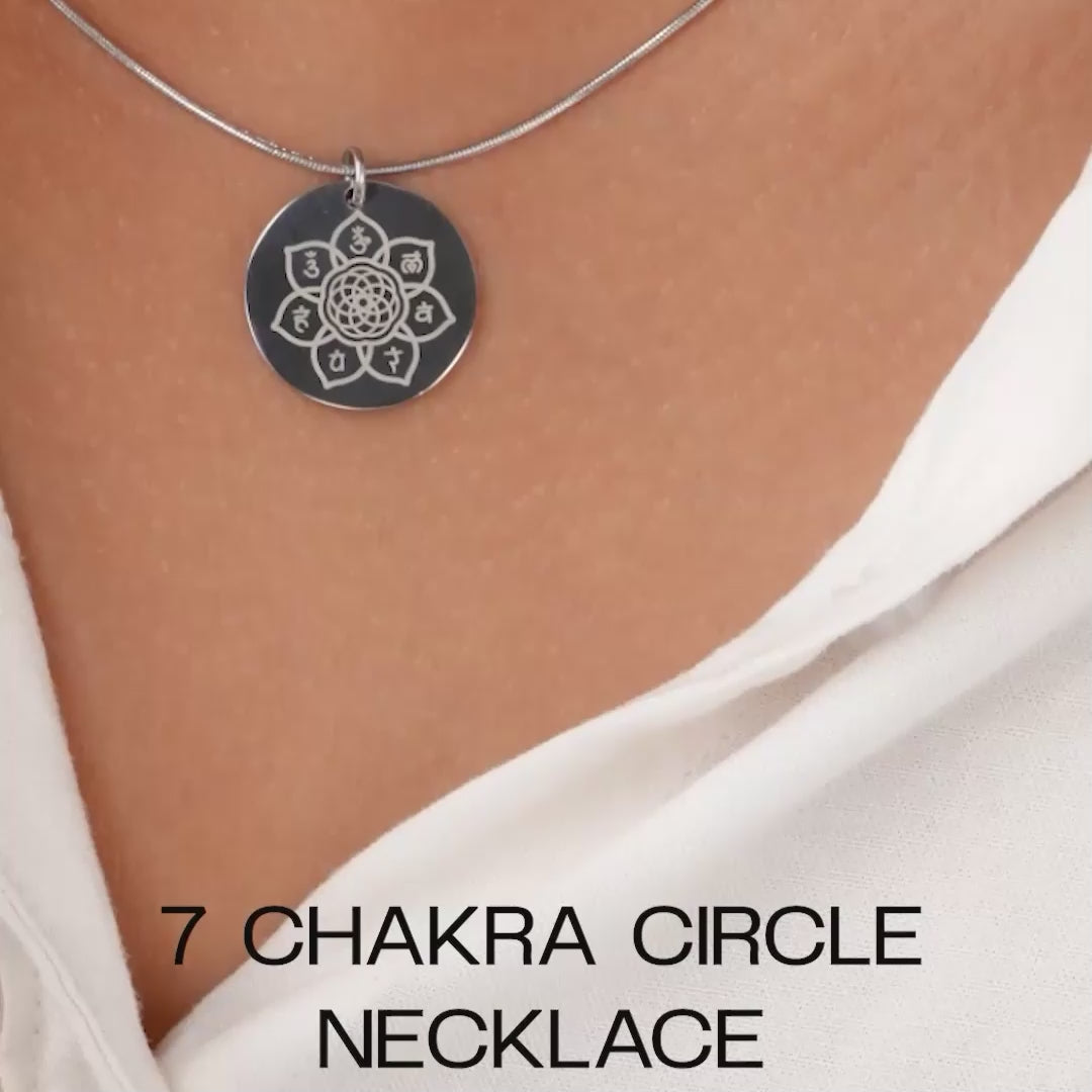 Balance 7 Chakra Circle  Silver Necklace