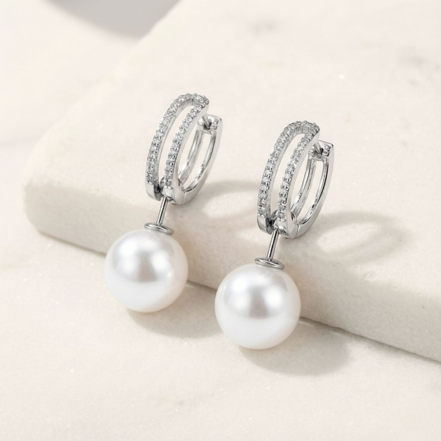 W Premium Jewellery Earrings 4 in 1 Pearl Silver