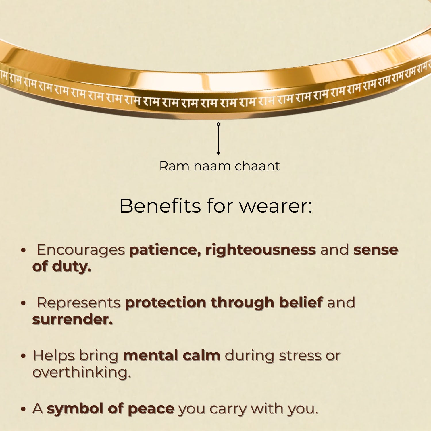 108 Ram MicroCarved Round Kada Gold