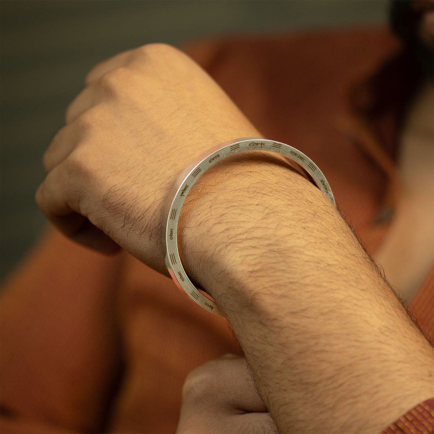 12 Jyotirling MicroCarved Classic Round Kada Silver