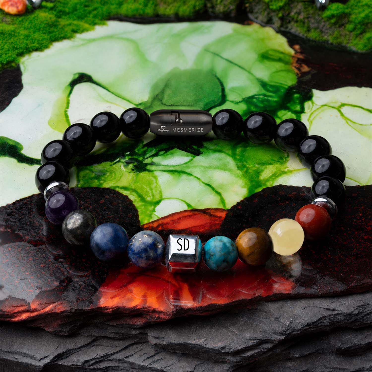 Personalised Super 9 Chakra Natural Stone Bracelet
