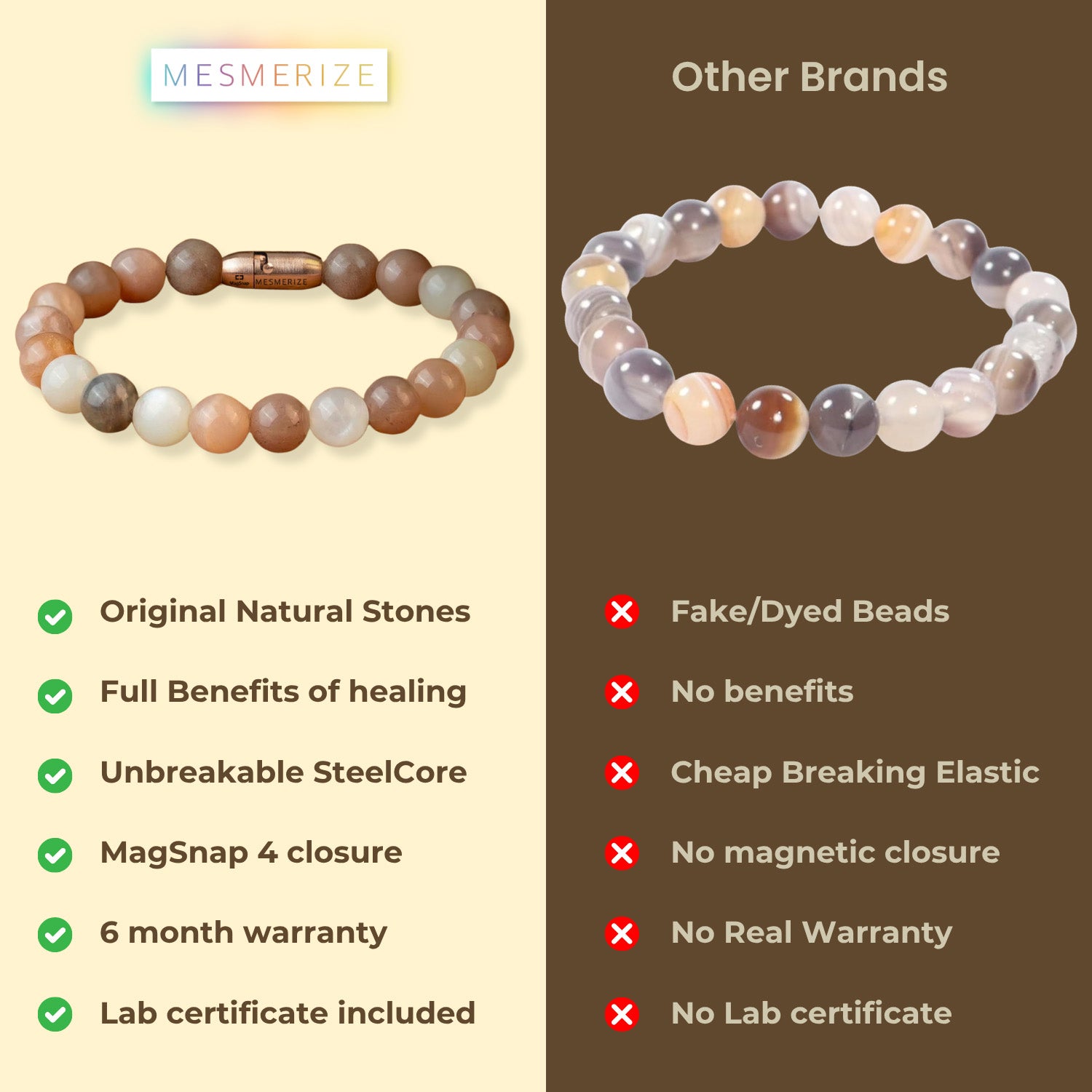 Calming Multi Moon Natural Stone Bracelet with MagSnap