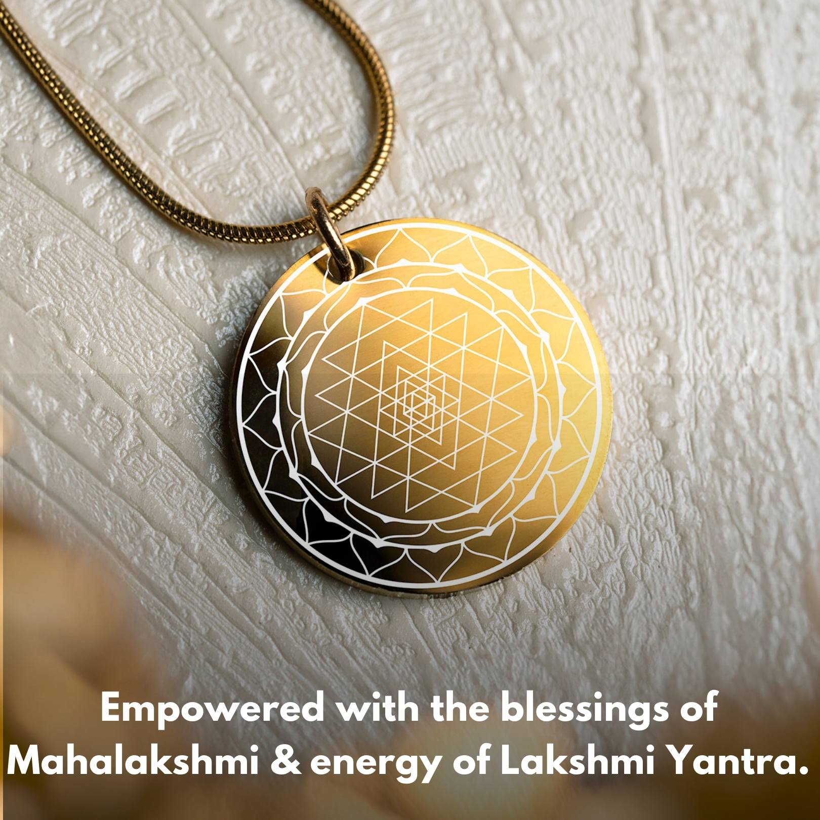 Prosperity Lakshmi Yantra Circle Gold Necklace