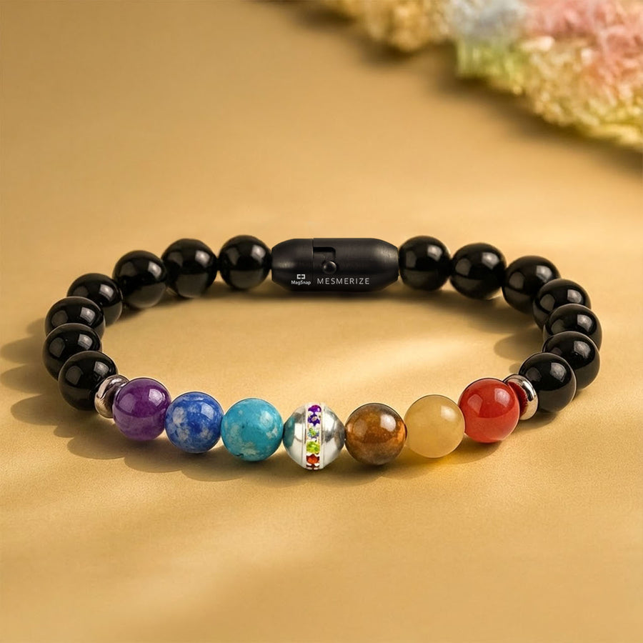 Pure 925 Silver Balance 7 chakra Natural Stone Bracelet With MagSnap 4