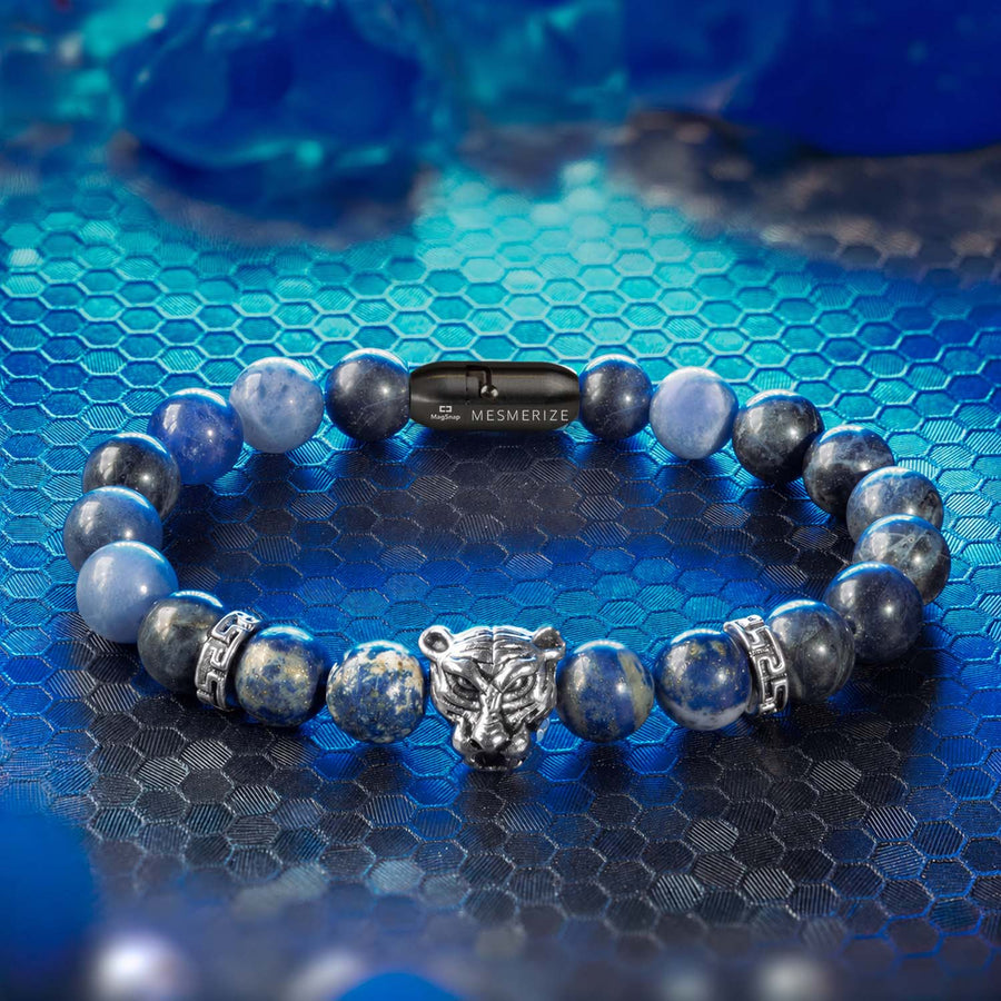 Wisdom Lapis Lazuli Natural Stone Panther Bracelet With MagSnap 4