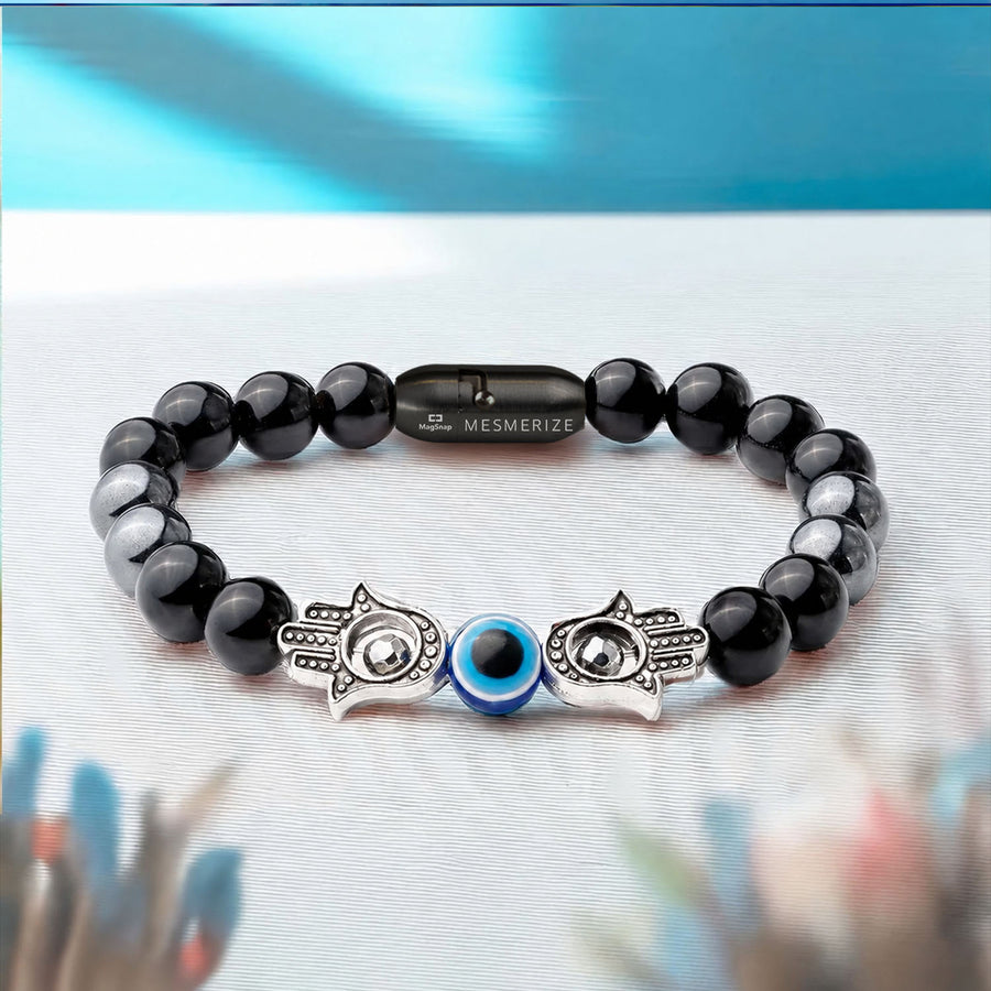 Protective Evil Eye Hamsa Natural Stone Bracelet with MagSnap 4