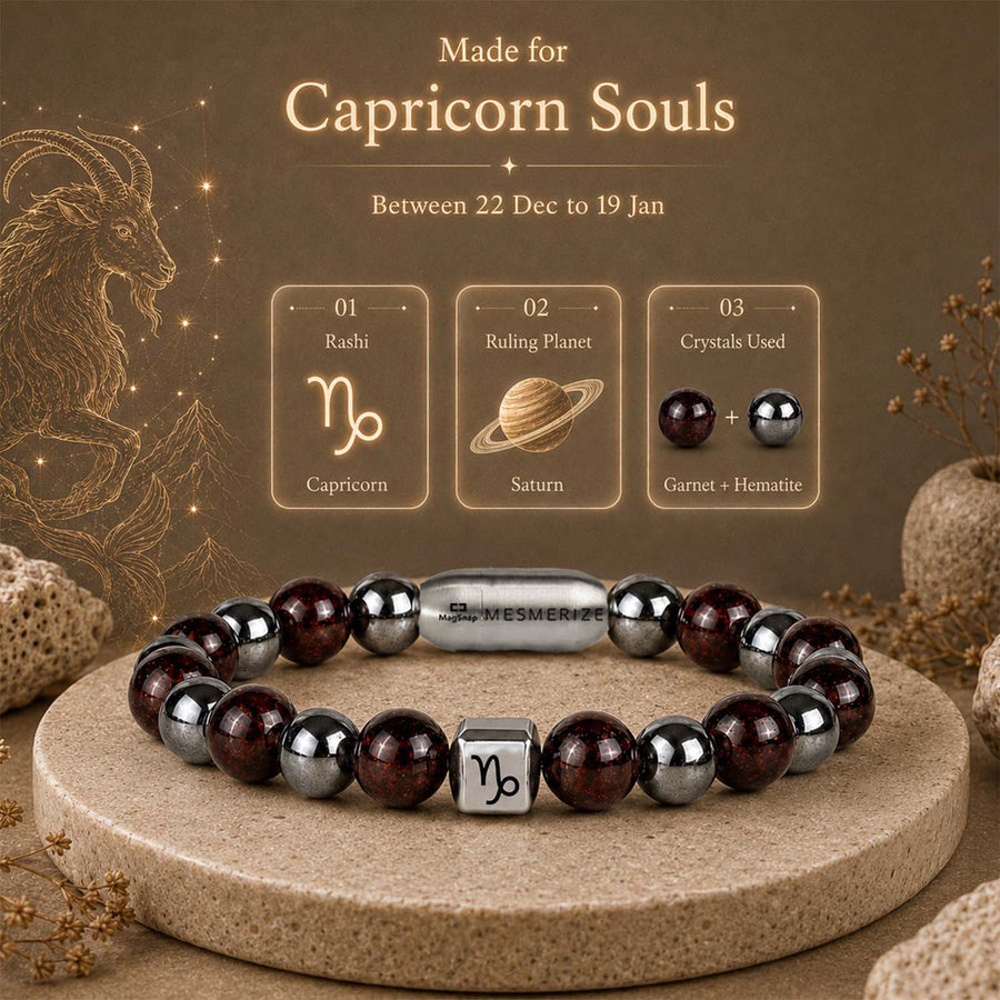 Capricorn (Makar) Zodiac Stone Bracelet with MagSnap
