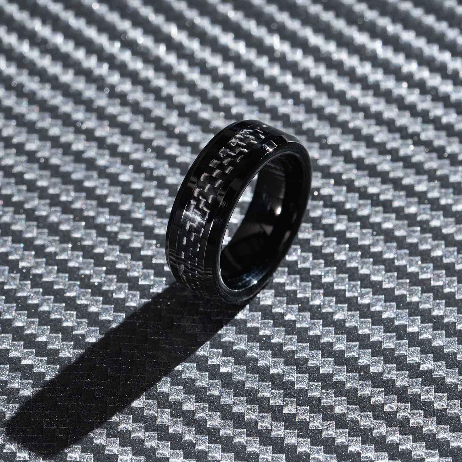 M Premium Jewellery Black Carbon fiber Octane ring