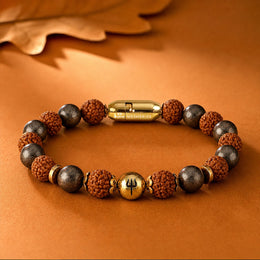 925 Sterling Silver Spiritual Trishul Pyrite Natural Stone Bracelet with MagSnap 4