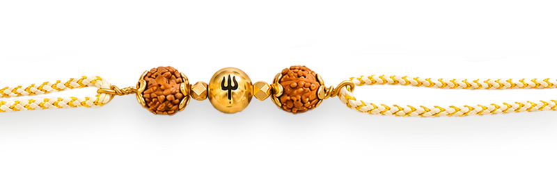 925 Sterling Silver Spiritual Rudraksh Trishul Natural Stone Rakhi