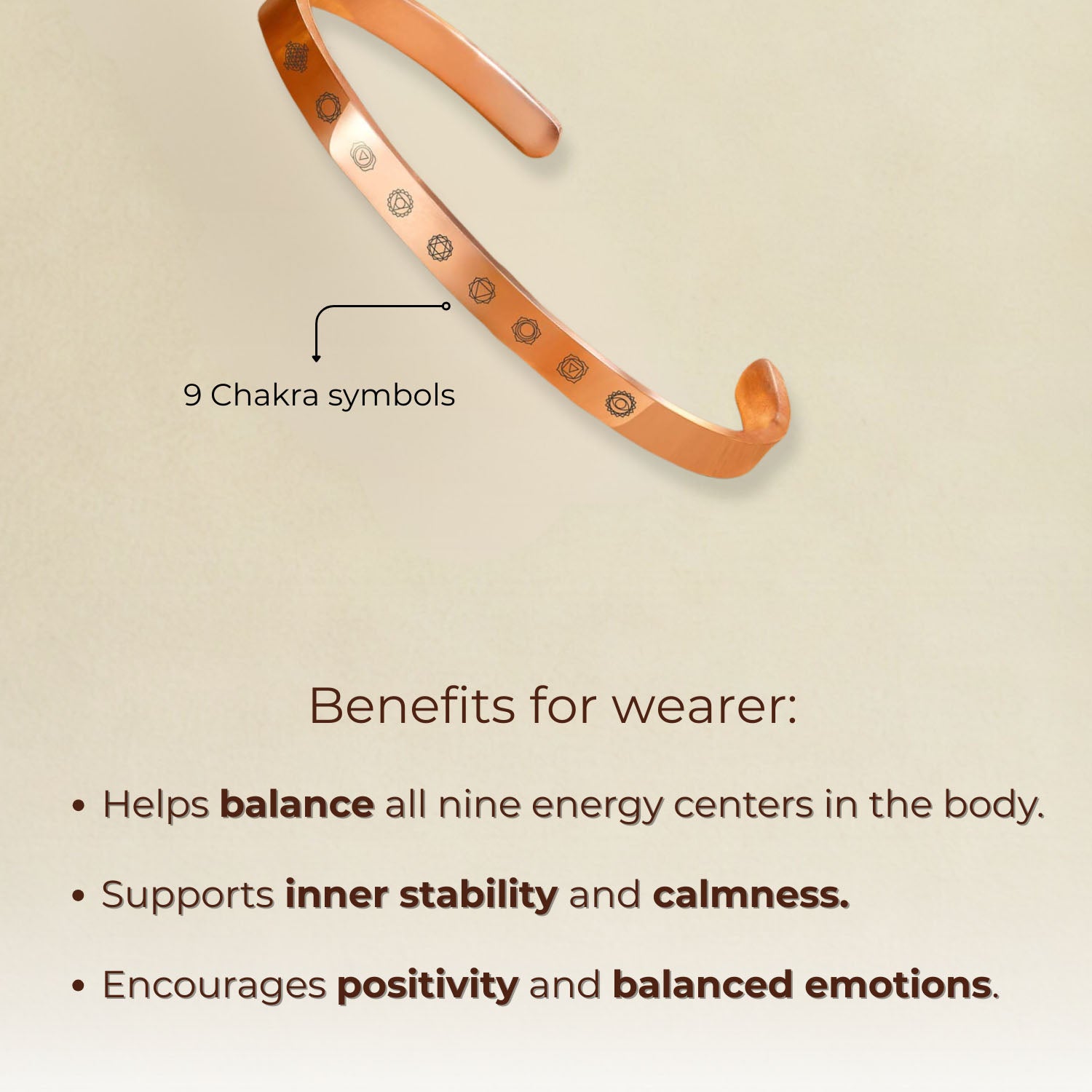 9 Chakra Gloss Cuff Adjustable Bracelet Silver