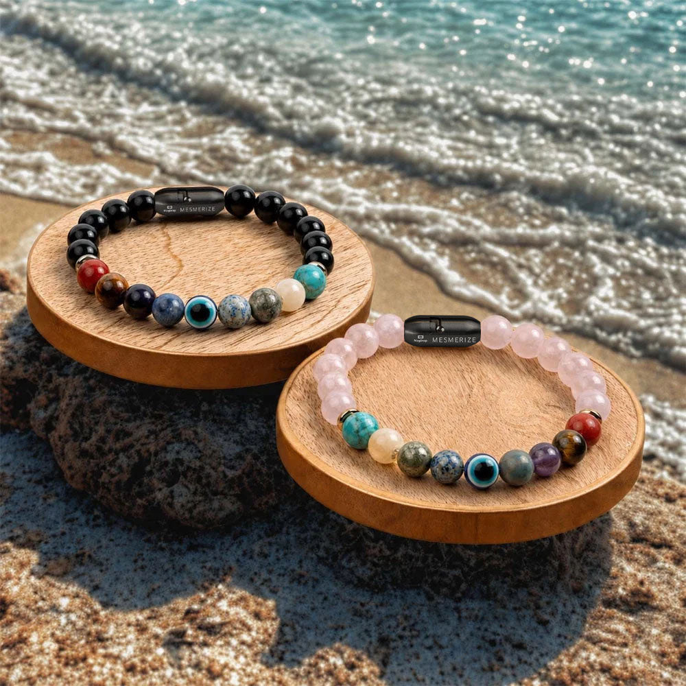 9 Chakra Natural Stone Couple Bracelets with Magsnap2