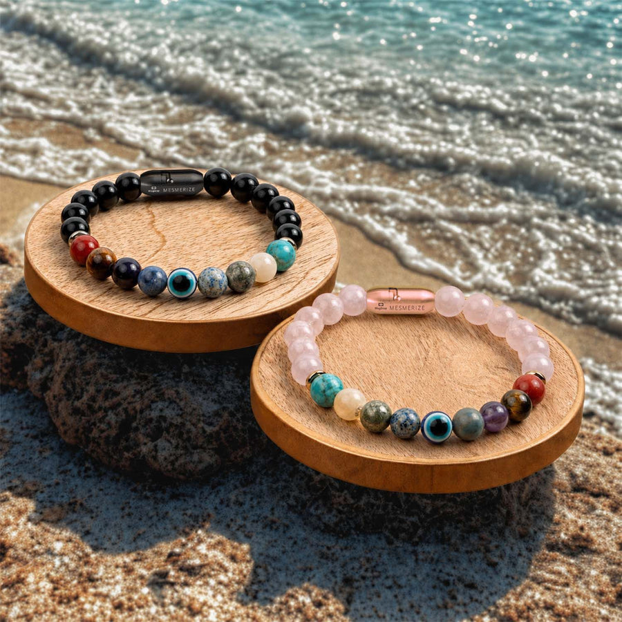 9 Chakra Natural Stone Couple Bracelets with Magsnap 4