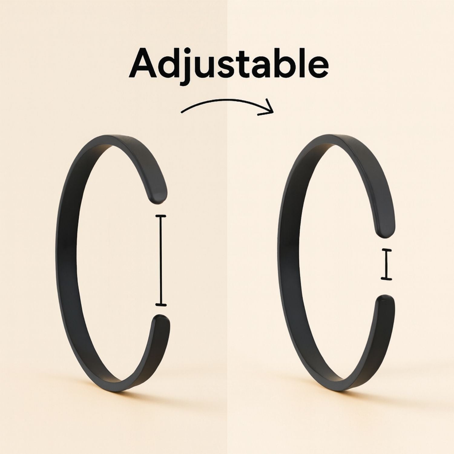 Matte Cuff Adjustable Bracelet Black Personalised