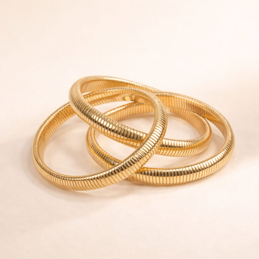 Amara Triple Layered 18k Gold Bangle Bracelet