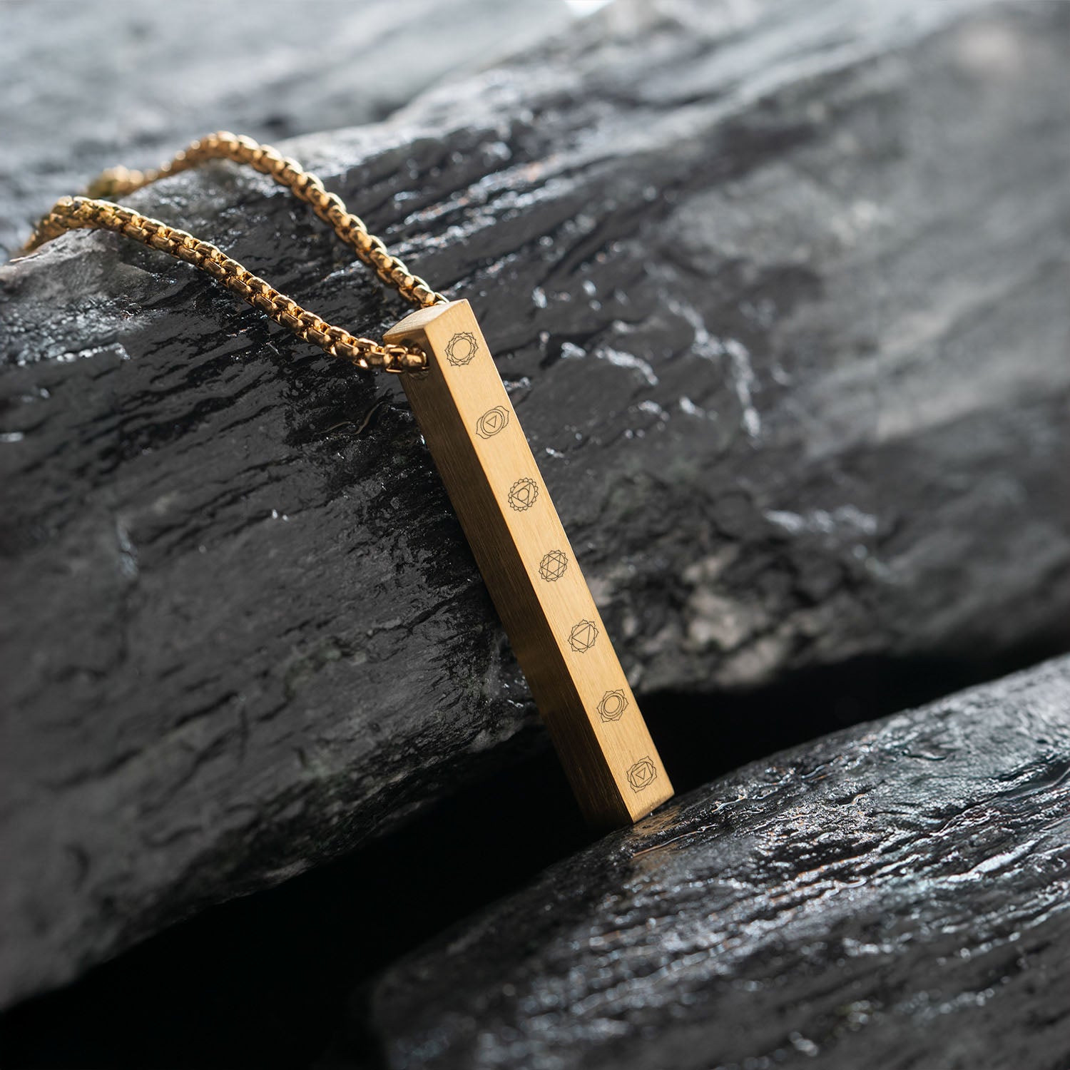 Balance 7 Chakra Gold Bar Necklace