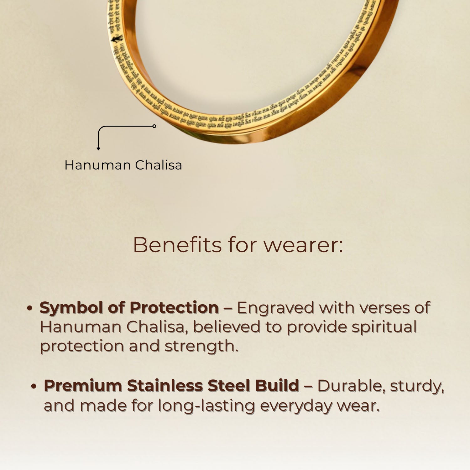 9 Verse Hanuman Chalisa MicroCarved Classic Round Kada