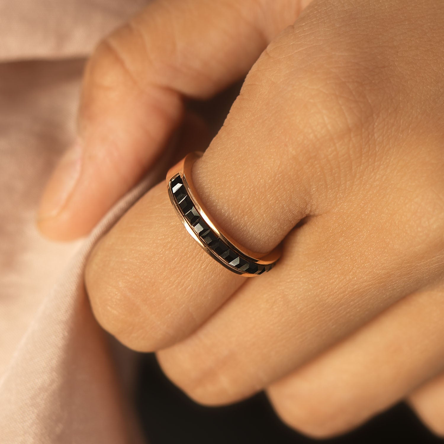 Crystal Band Ring Black