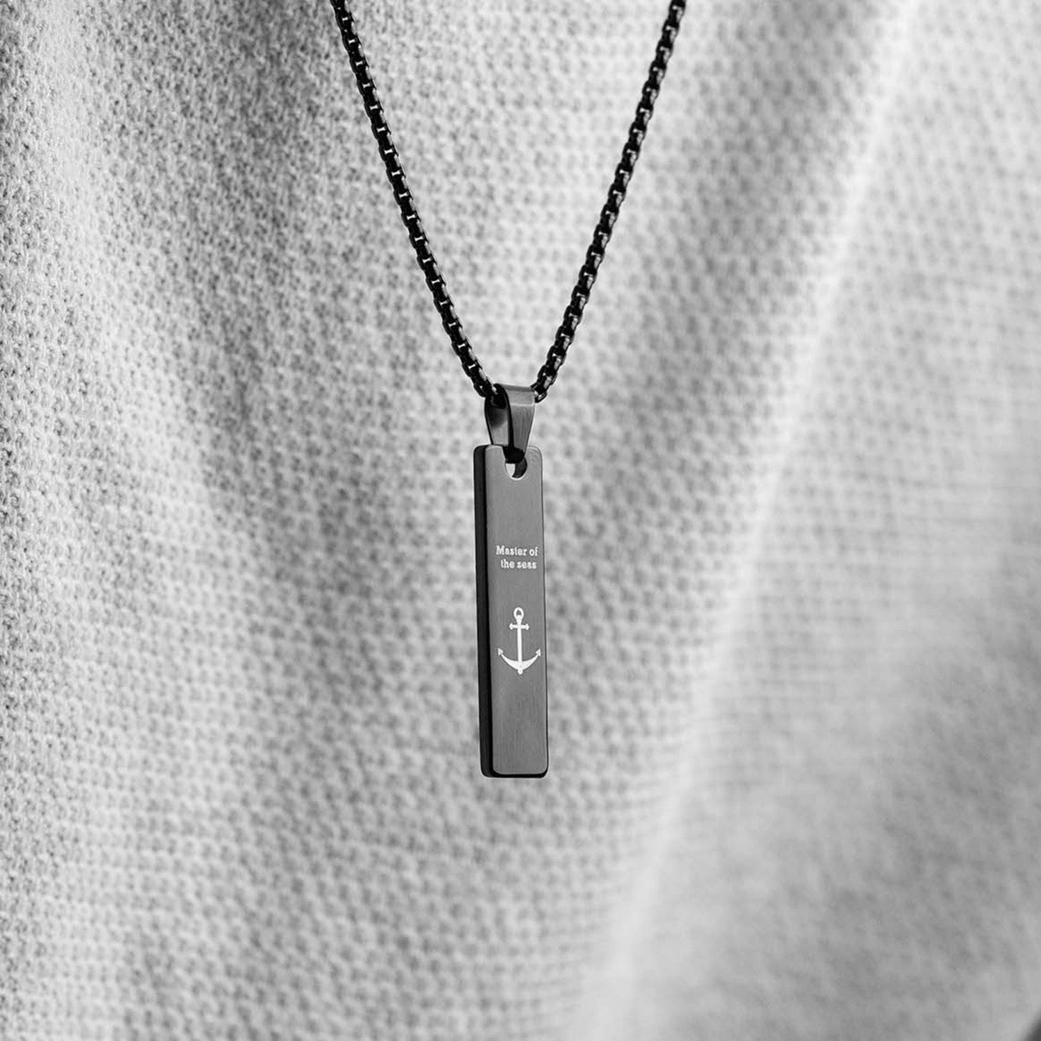 Black Navy Combat Mini Bar Necklace