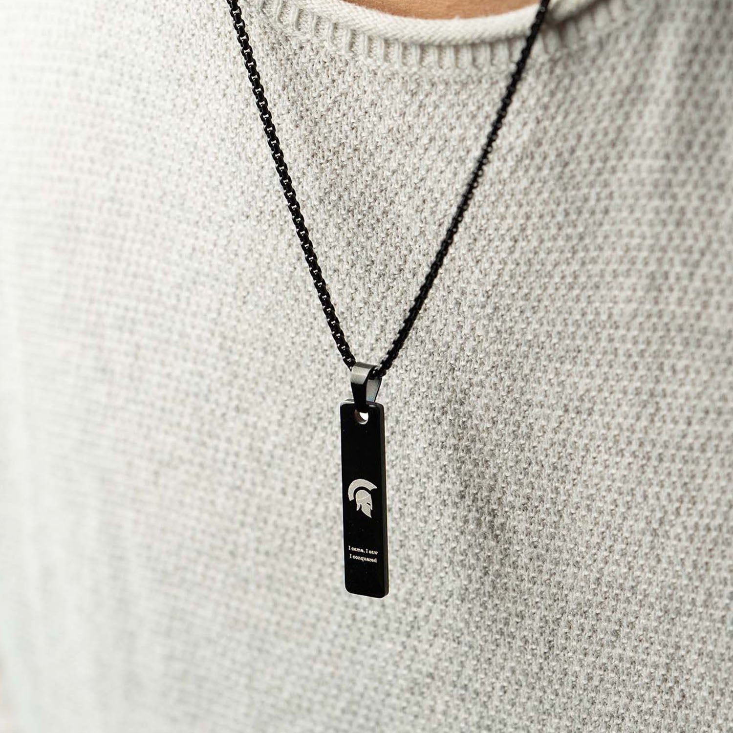 Black Retro Combat Mini Bar Necklace