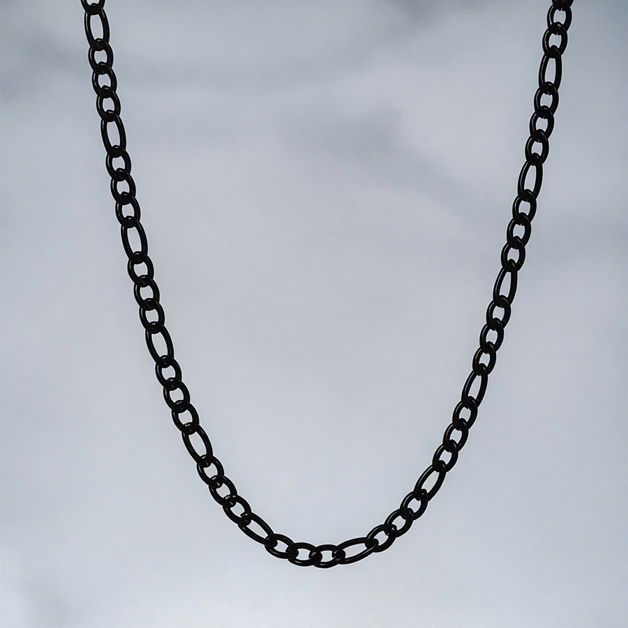 Black Stainless Steel Linked Chain Necklace