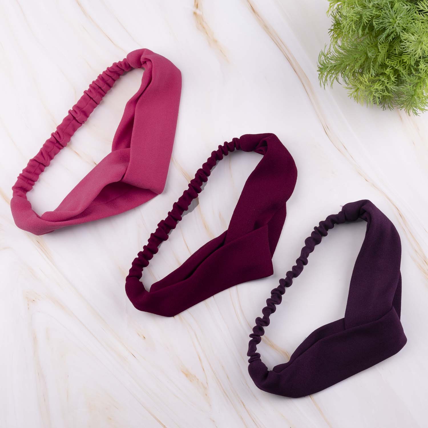 Elastic Crepe Knit Hairband (Purple, Red, Pink)