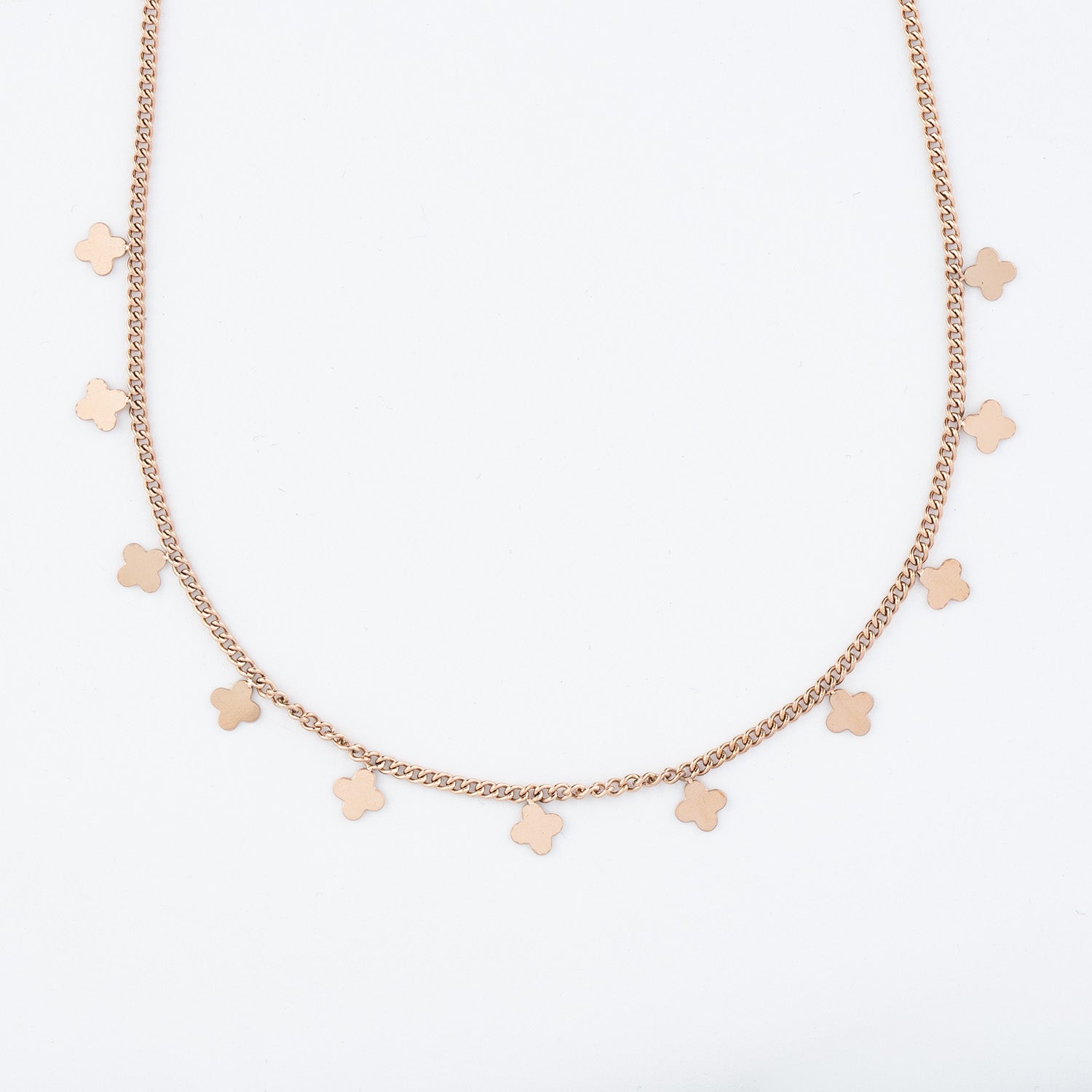 W Premium Jewellery Necklace Dainty Clover Rose Gold