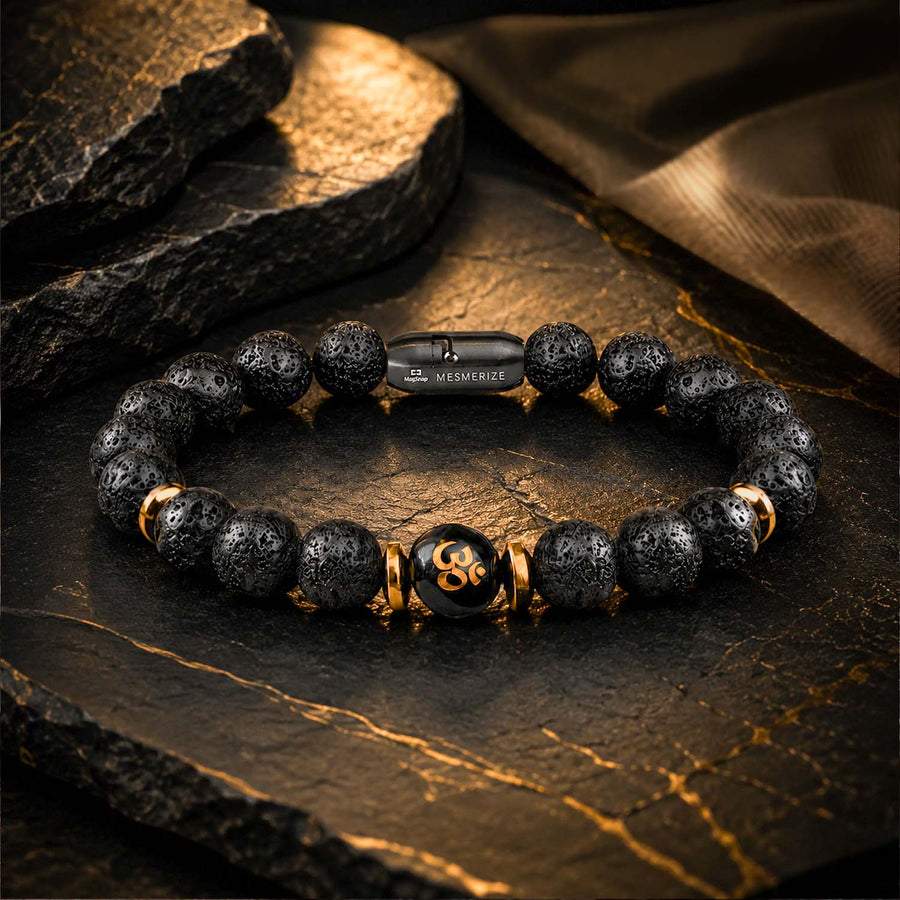 Divine Lava Natural Stone Om Bracelet with MagSnap 4