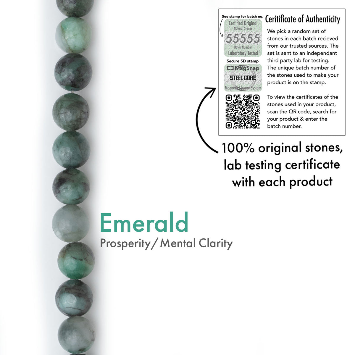 Green Radiance Emerald Natural Stone Bracelet with Magsnap 2