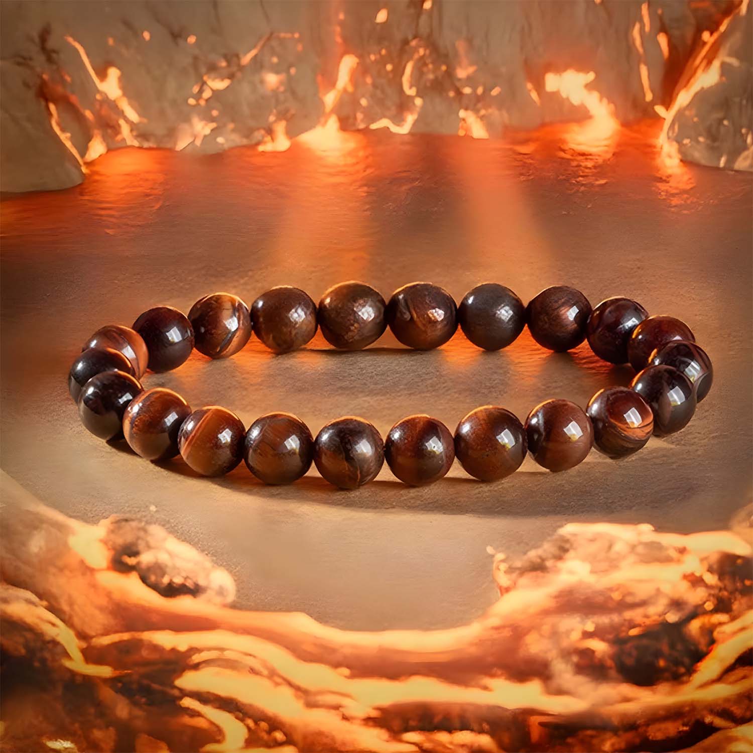 Fearless Red Tiger Eye Natural Stone Bracelet Elastic