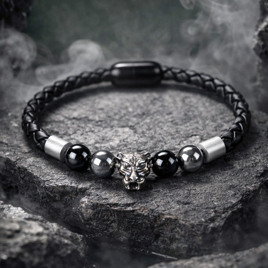 Focus Black Panther Natural Stone NeoLeather Bracelet With MagSnap2