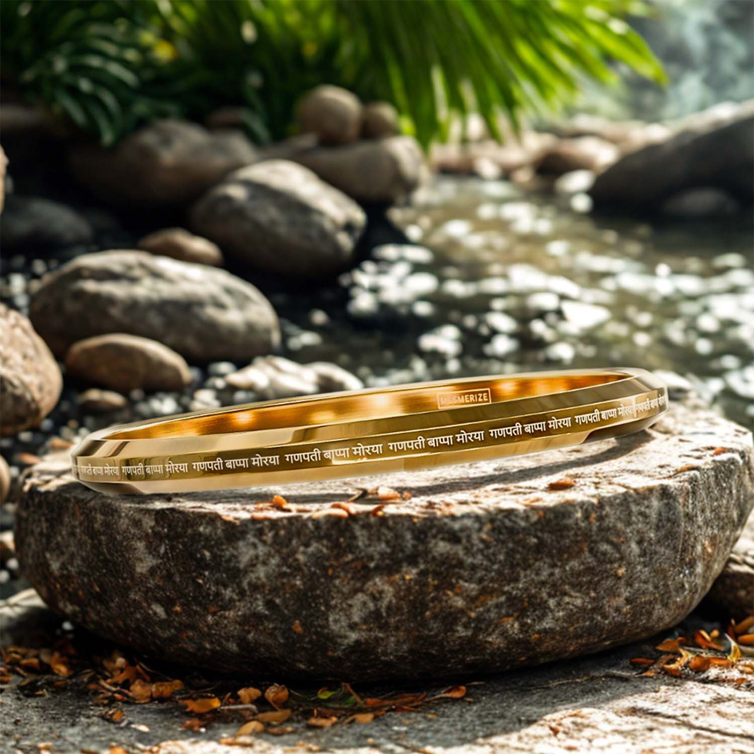 Ganpati Bappa Morya MicroCarved Round Kada Gold