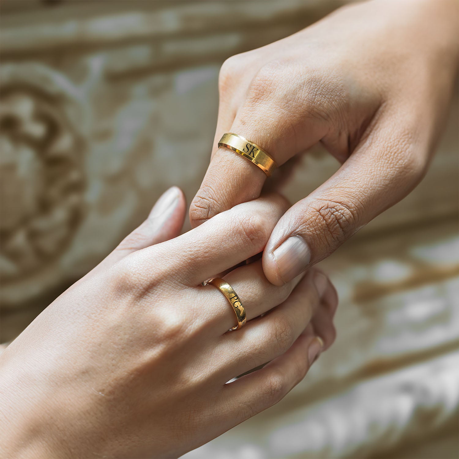 Personalised Gold Couple Ring