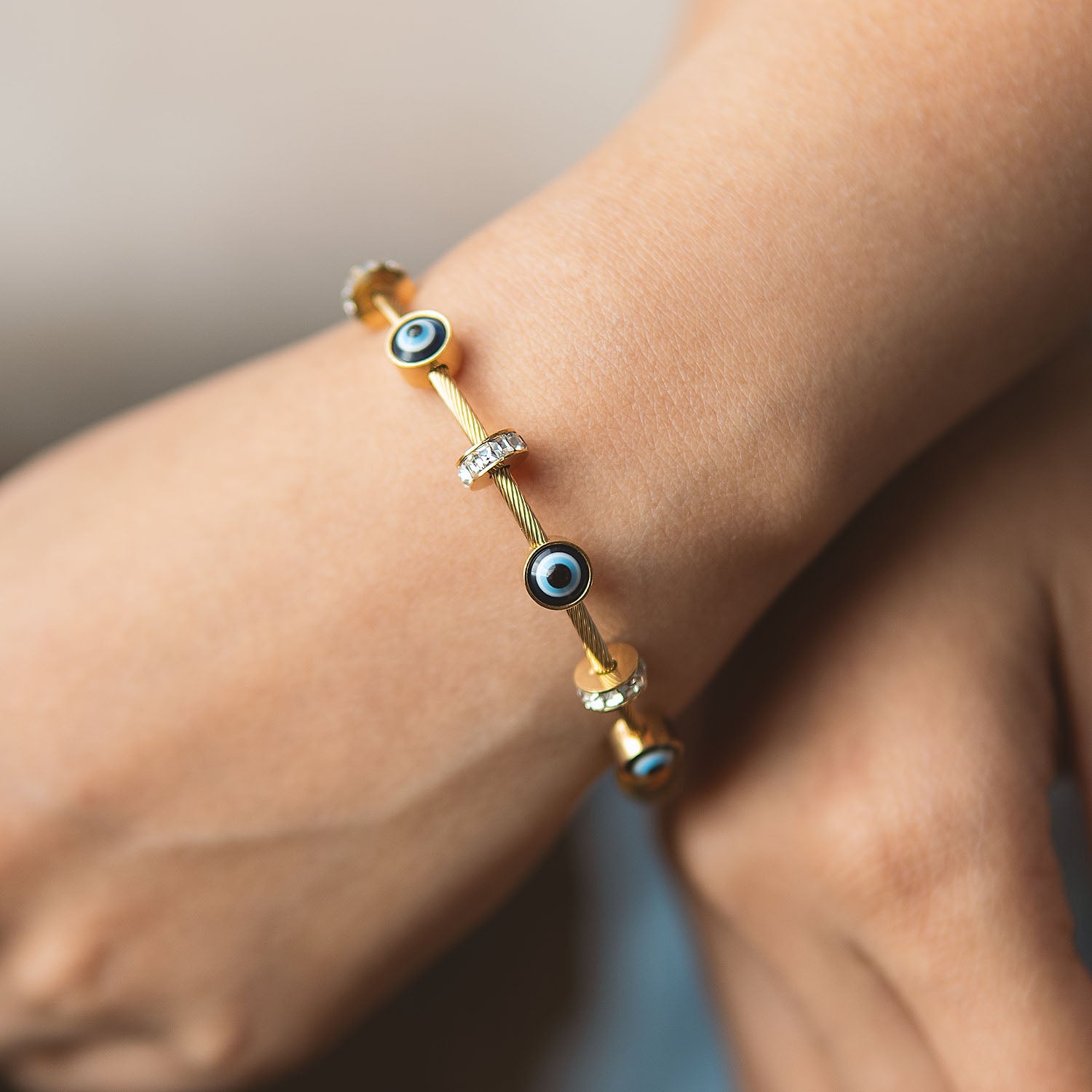 Evil Eye Diamond Magnetic Gold Bracelet