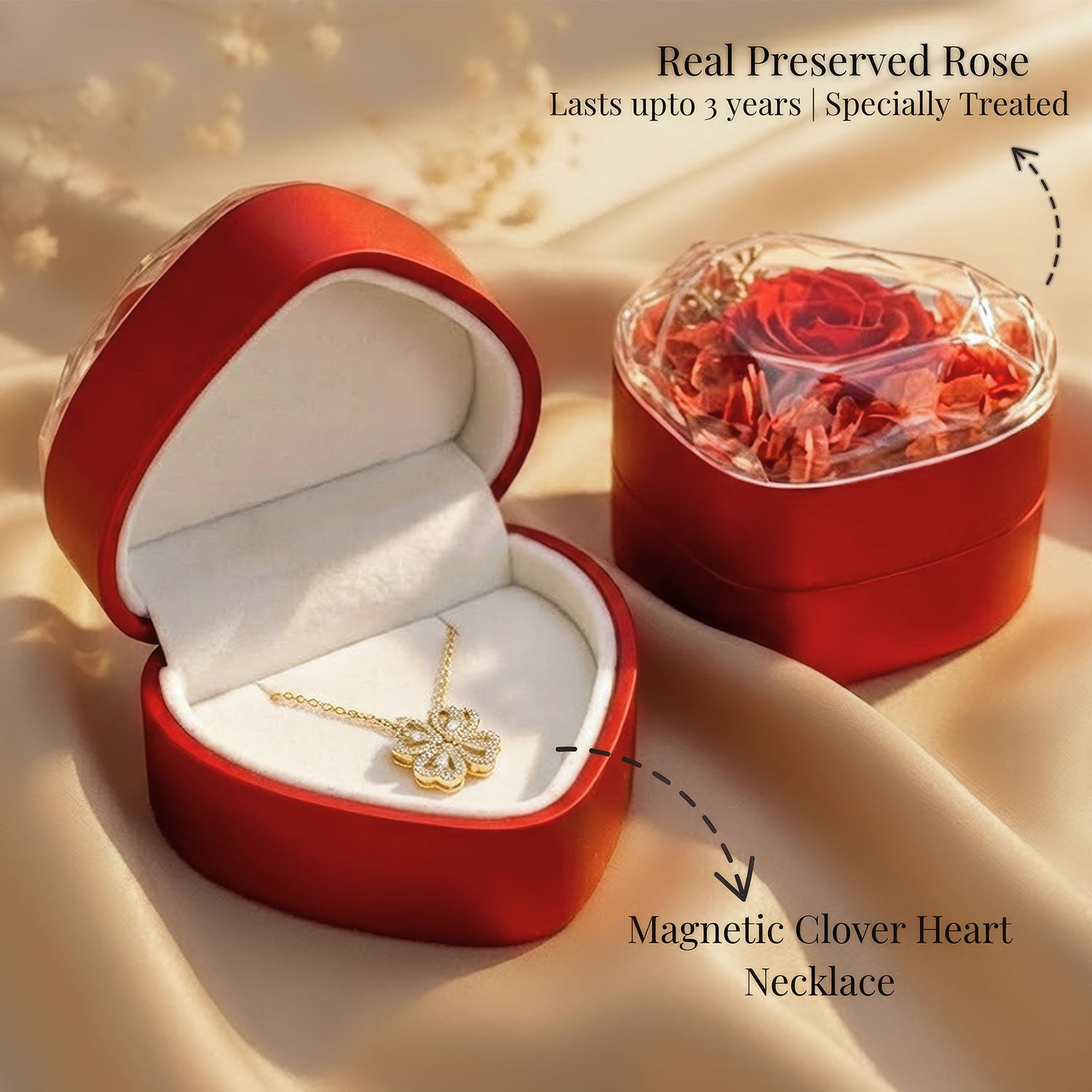 Clover Heart Gold Necklace