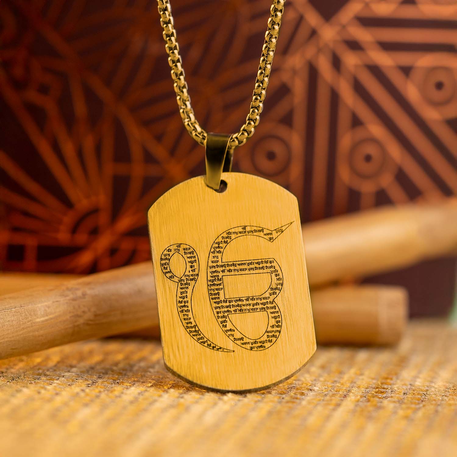 Ik Onkar MicroCarved Tag Necklace