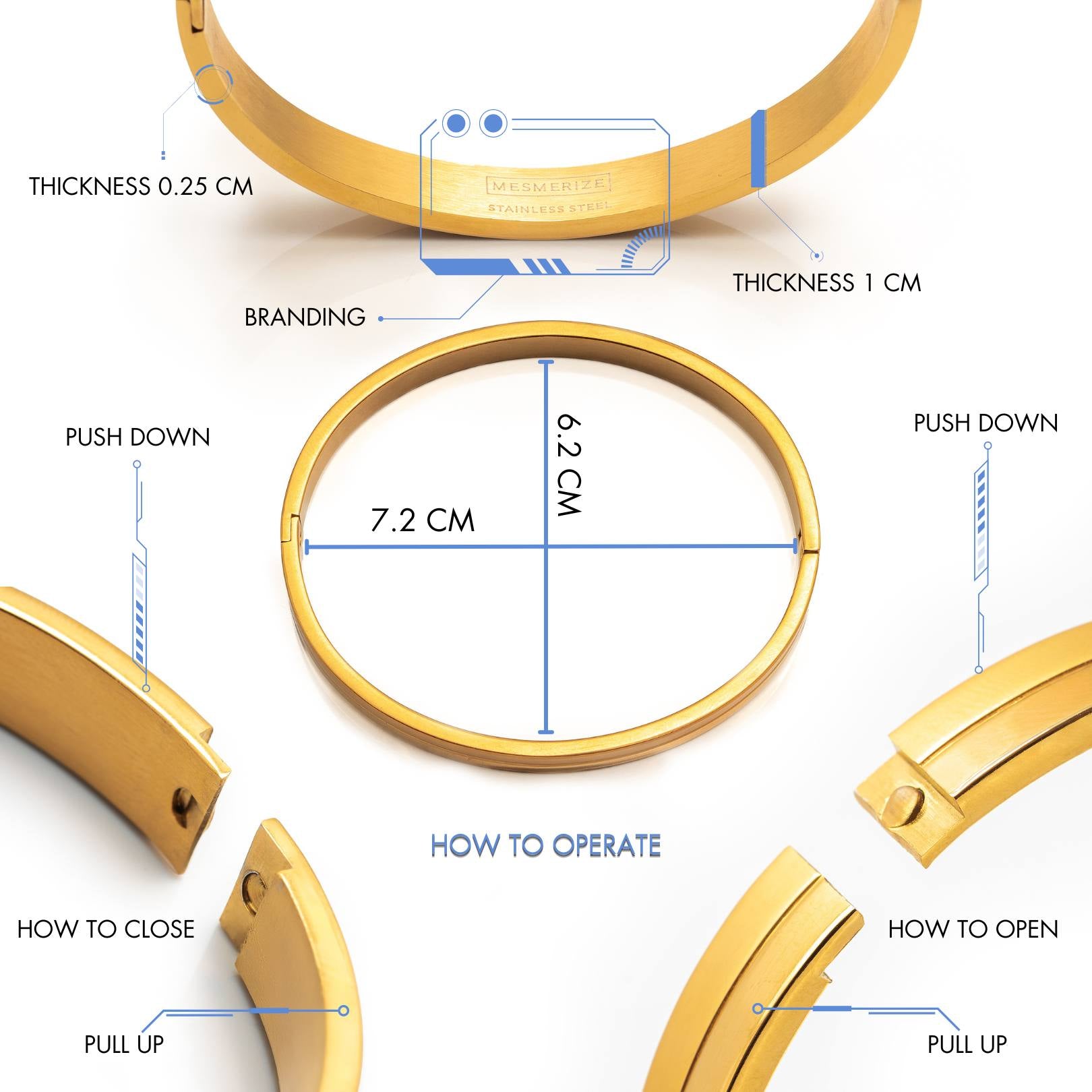 Khanda Dual Finish Kada Bracelet Gold