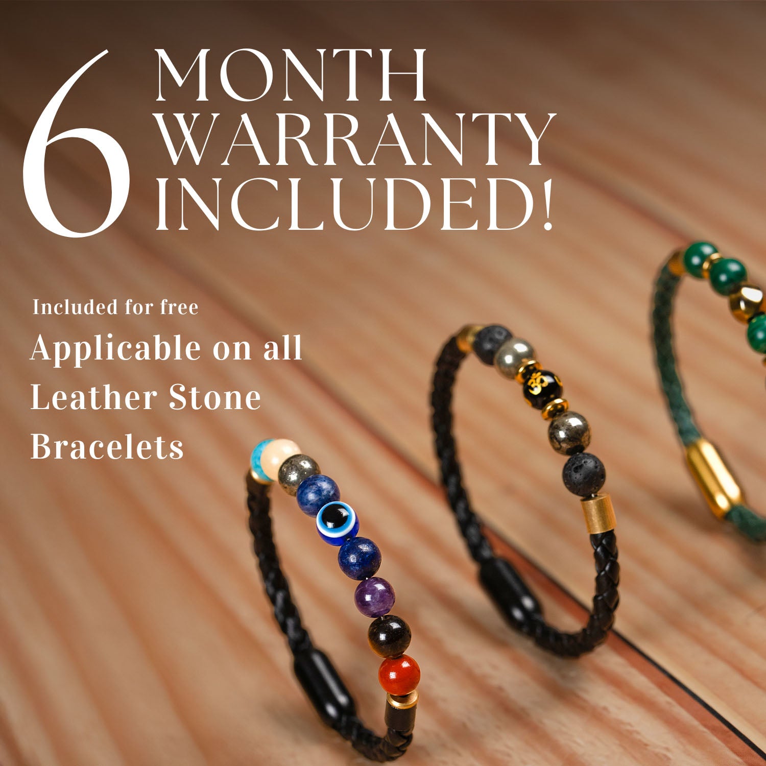 Prosperity Malachite Natural Stone NeoLeather Bracelet With MagSnap2