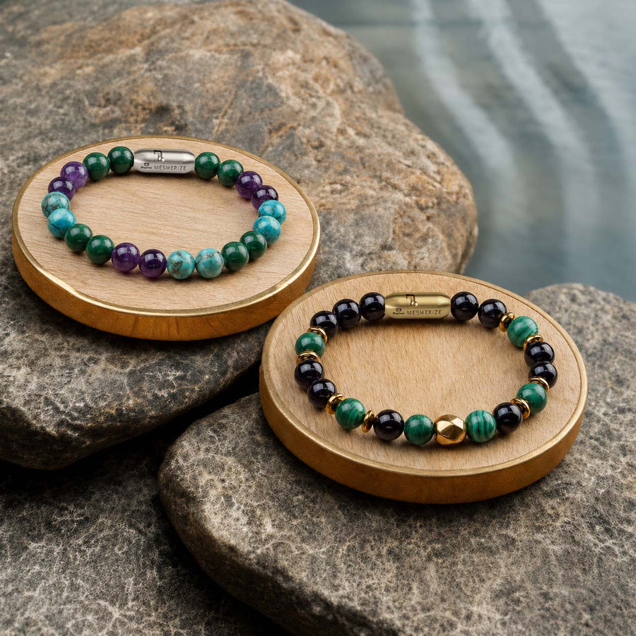 Malachite Natural Stone Couple Bracelets with Magsnap 4