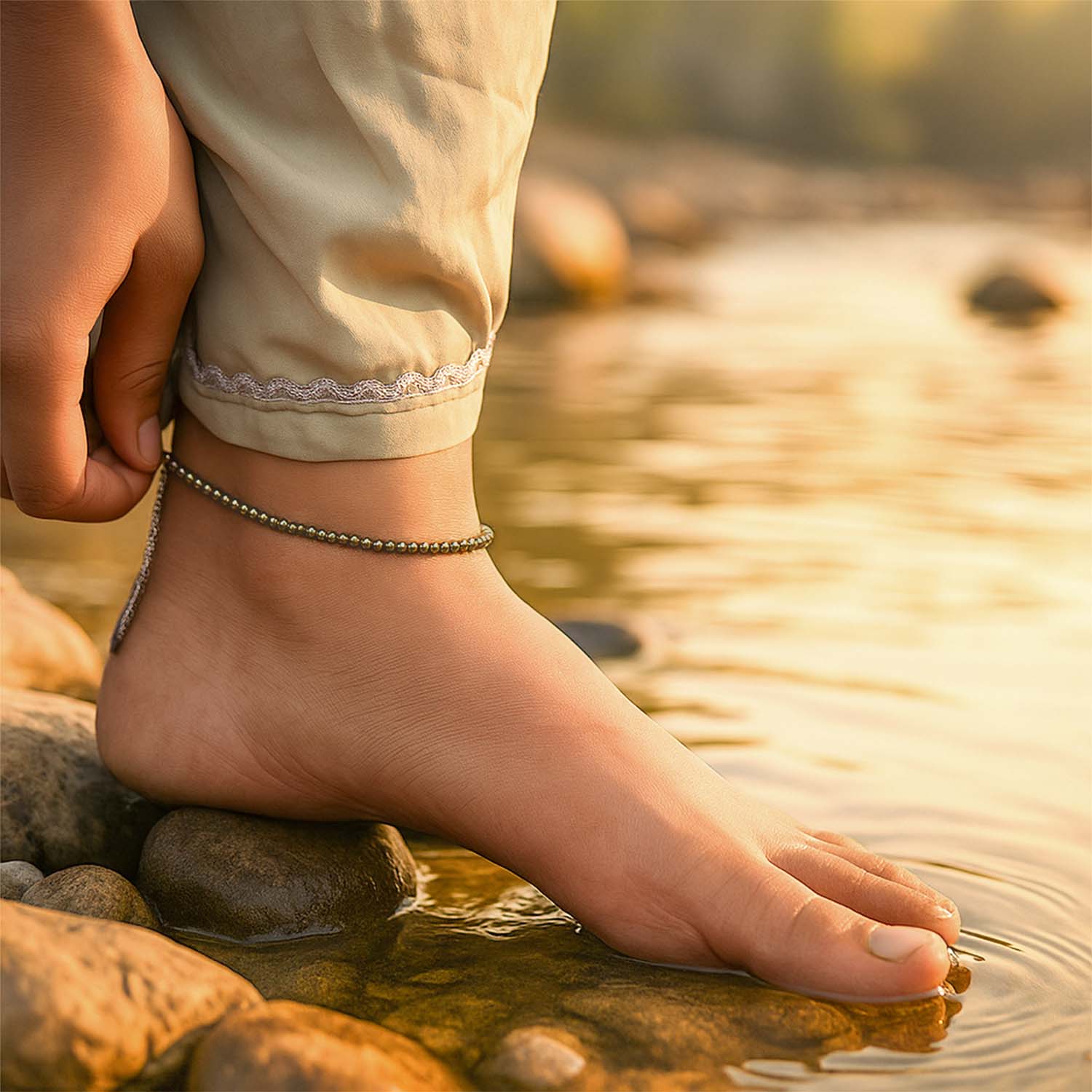 Money Magnet Pyrite Adjustable Anklet
